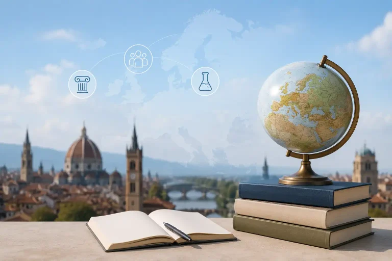 Academic exploration in Europe's backdrop