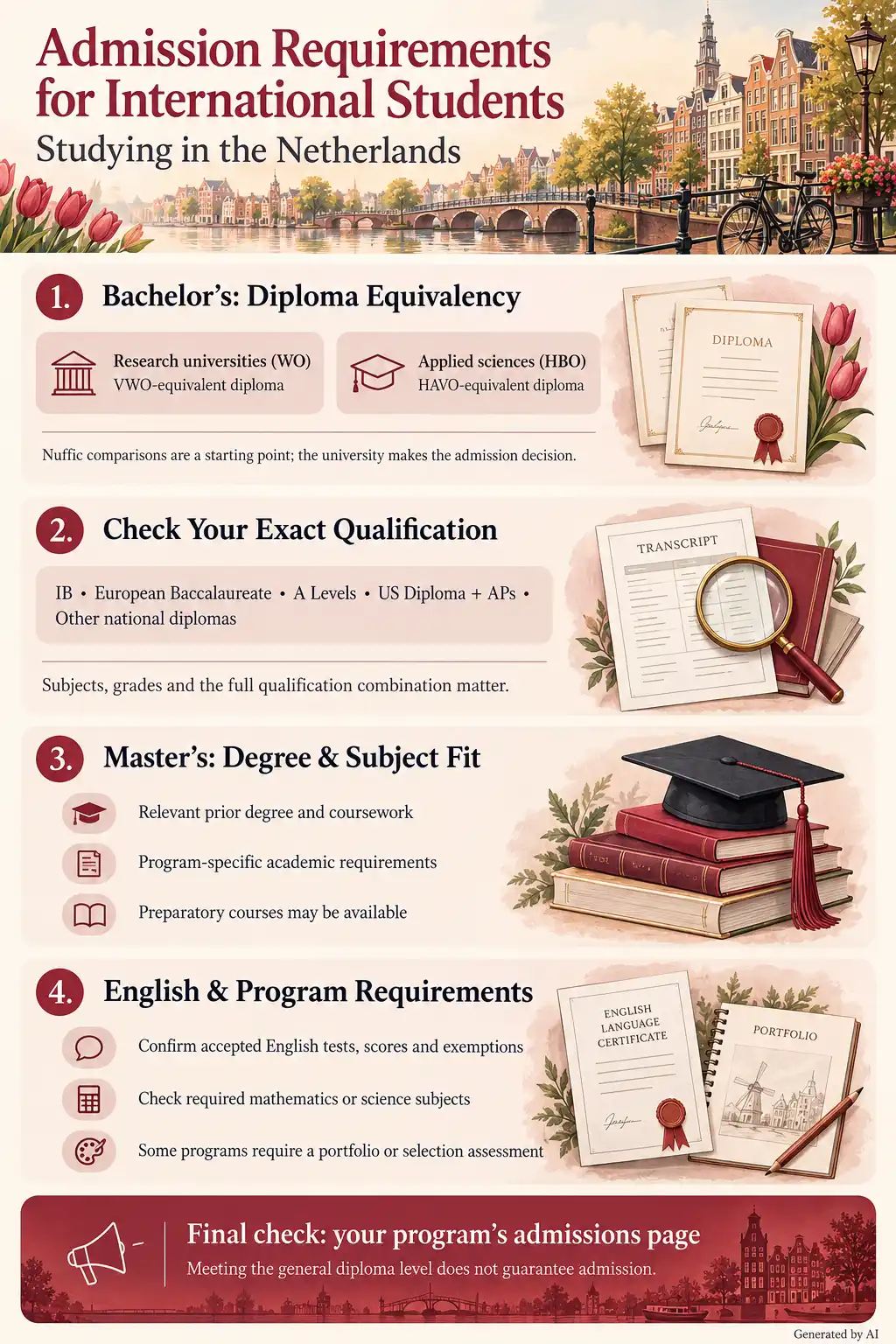 Admission Requirement for International Students studying in the Netherlands