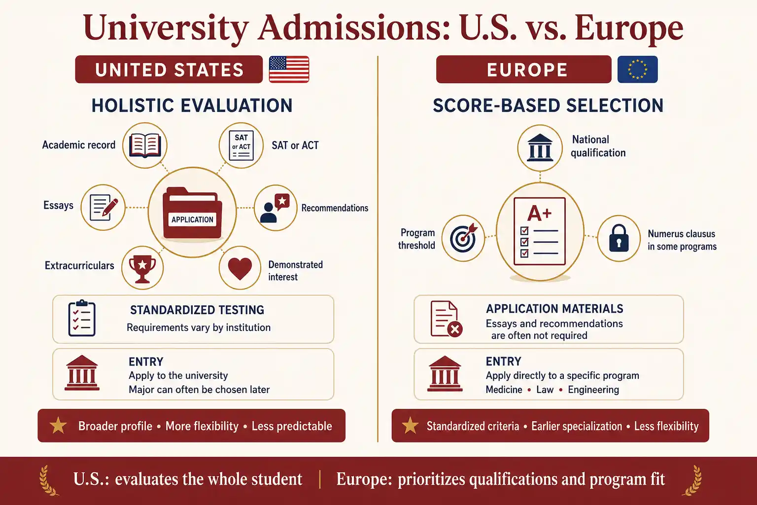 University admissions differences infographic