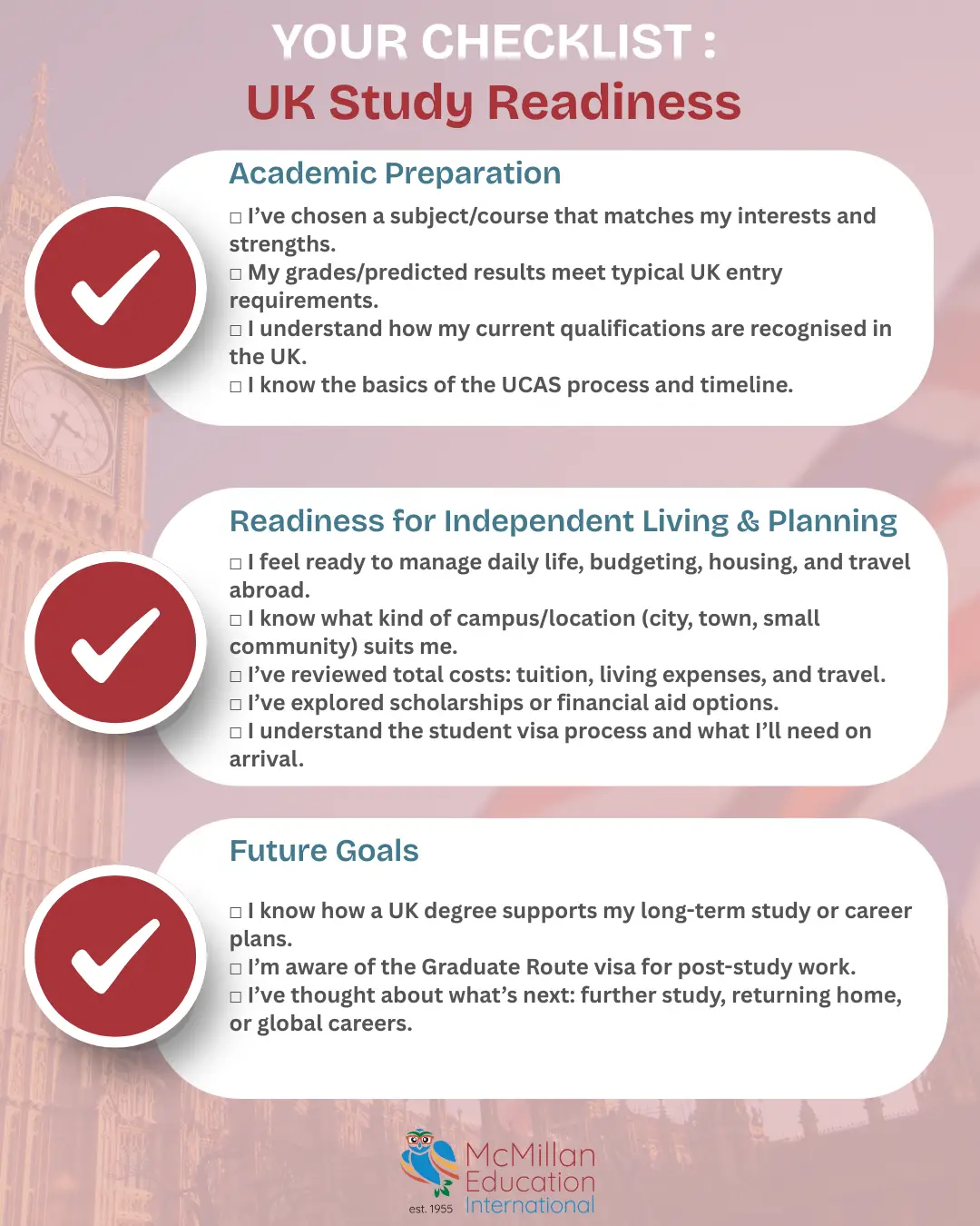 YOUR CHECKLIST UK Study Readiness